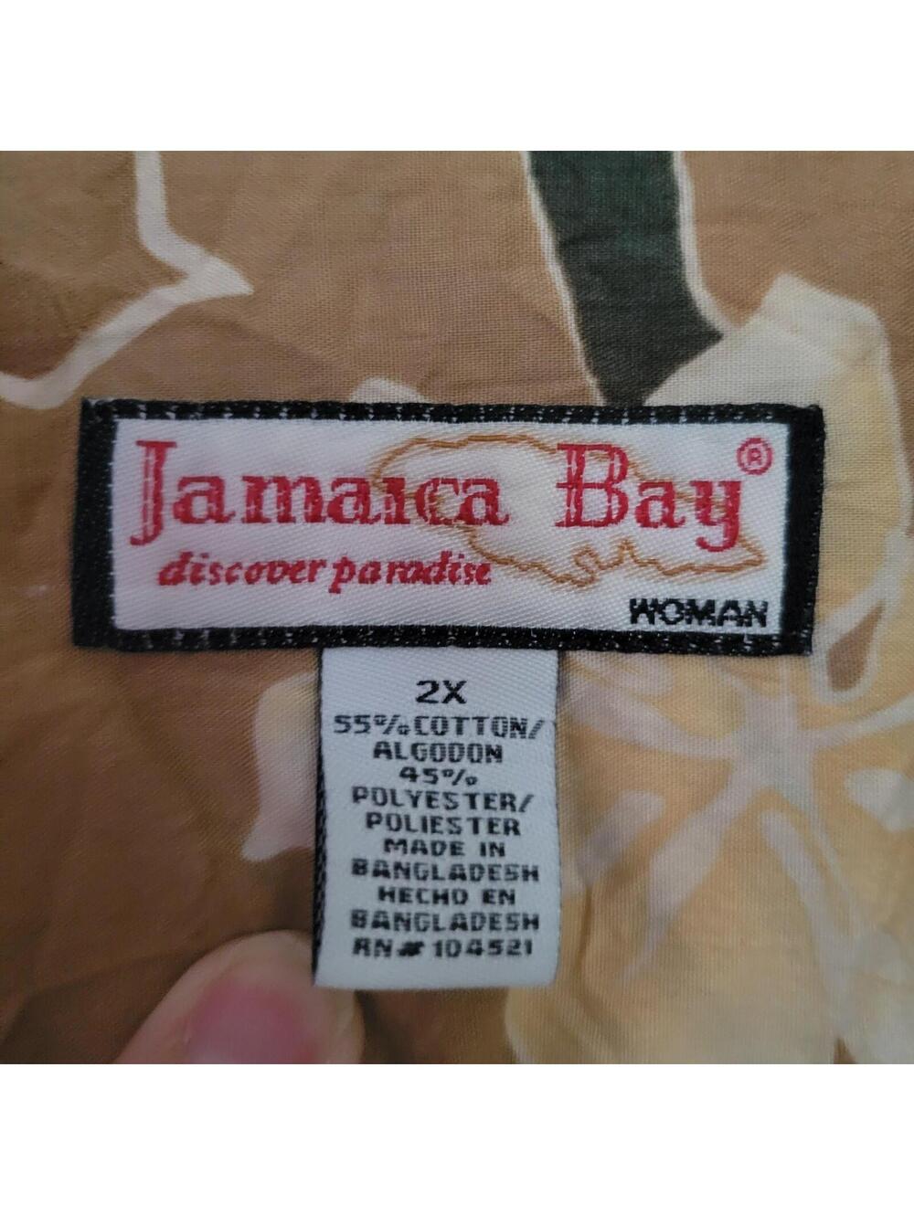 Jamaica Bay Woman's Hawaiian Shirt 100% Cotton Size 2X Floral Tan - Picture 4 of 6